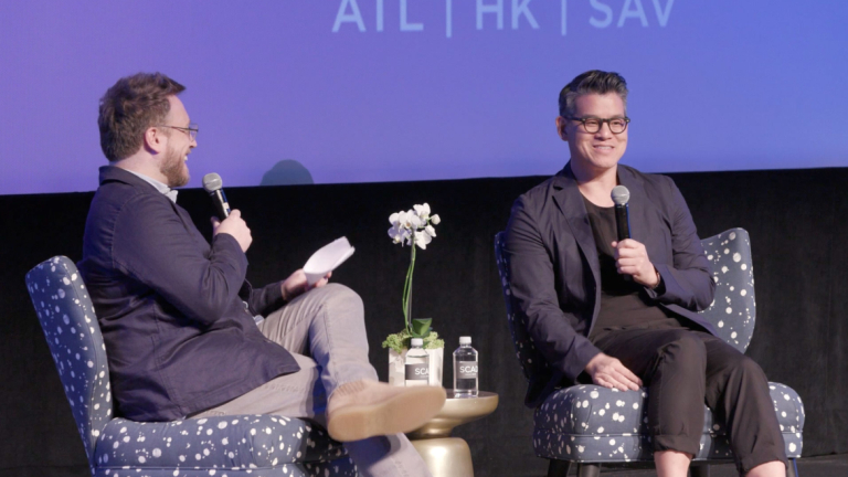 Moderator and Peter Som in conversation at SCADstyle 2019