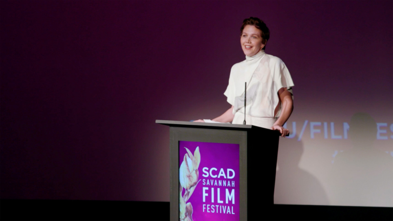 Play video of Maggie Gyllenhaal at SCAD Savannah Film Festival